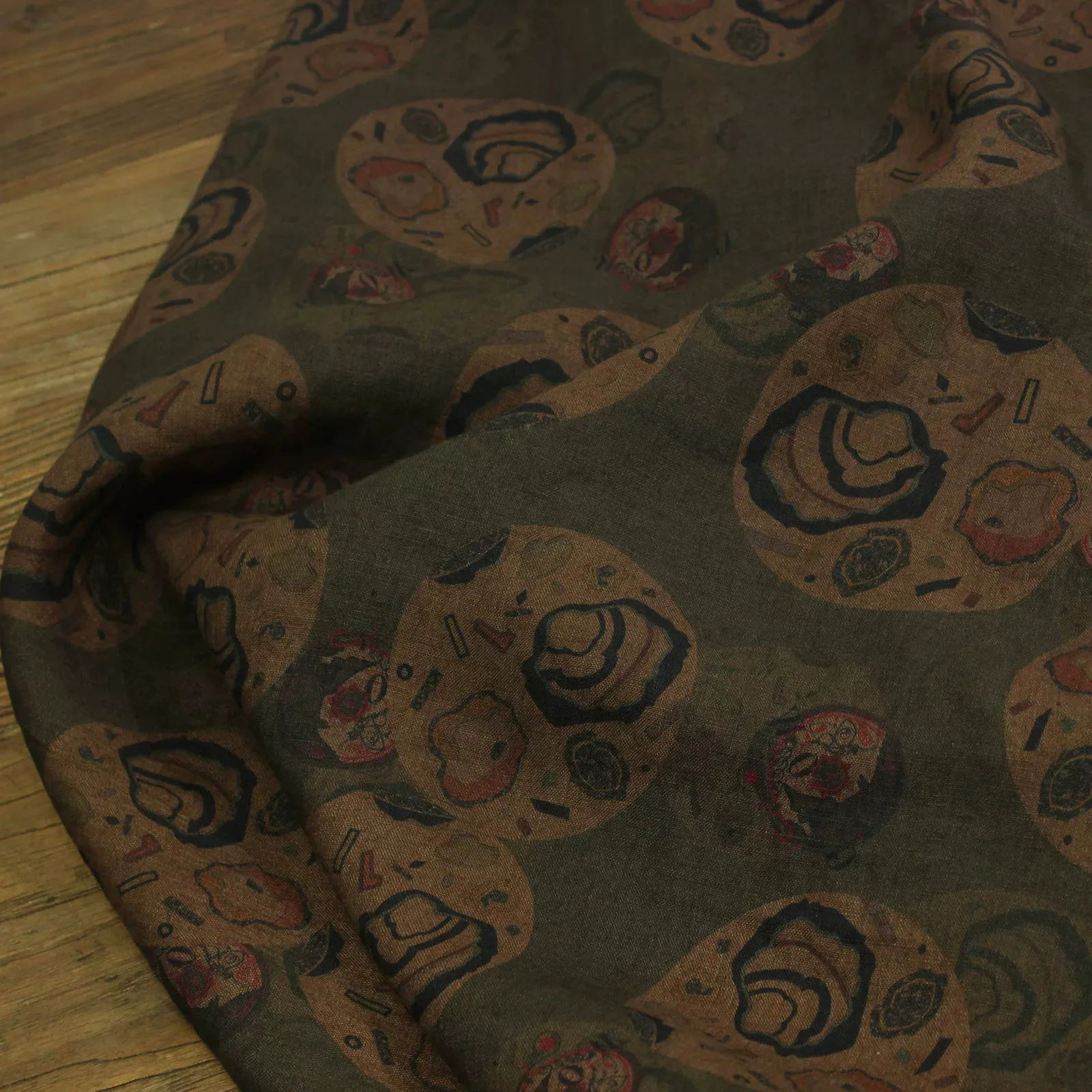 1yard Washed pure linen fabrics for clothing Unique printing tela one-piece dress cheongsam shirt sewing fabric