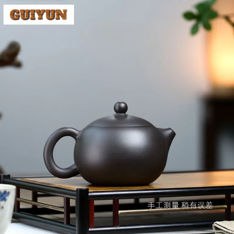 280ml Elegant Yixing Purple Clay Teapots Handmade Xishi Pot Raw Ore Black Mud Tea Brewing Kettle Chinese Zisha Teaset Craft Gift