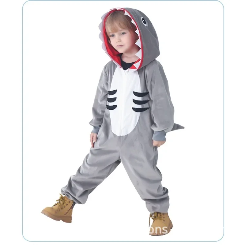 Toddler Boys and Girls Shark Costume Children Mascot Hoodie Grey Shark Party Baby Girls Game Play Costume Dance Costume