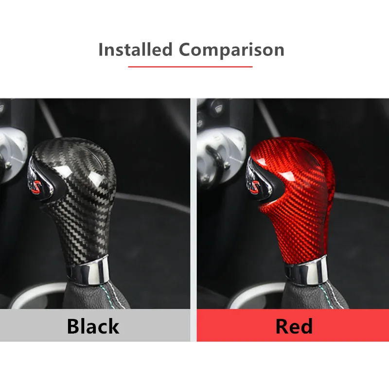 Real Carbon Fiber Gear Shift Knob Case Cover Sticker For MINI R55 R56 R57 R58 R59 R60 R61 Clubman Cooper Roadster Countryman