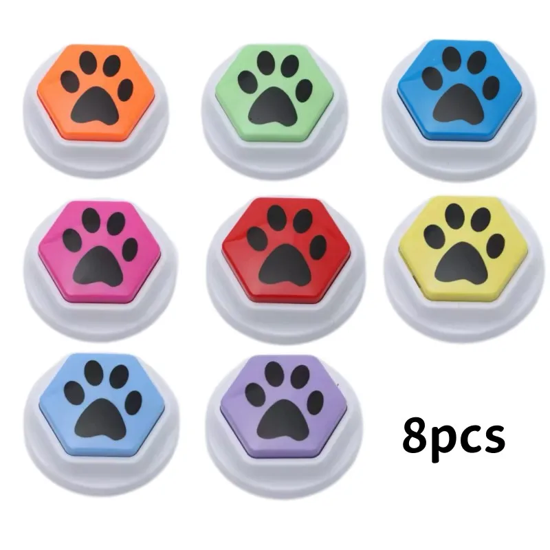 Dog Recordable Talking Sound Button Dog Toy Interactive Voice Buttons For Communication Hexagonal Paw Print Pattern Dog Training