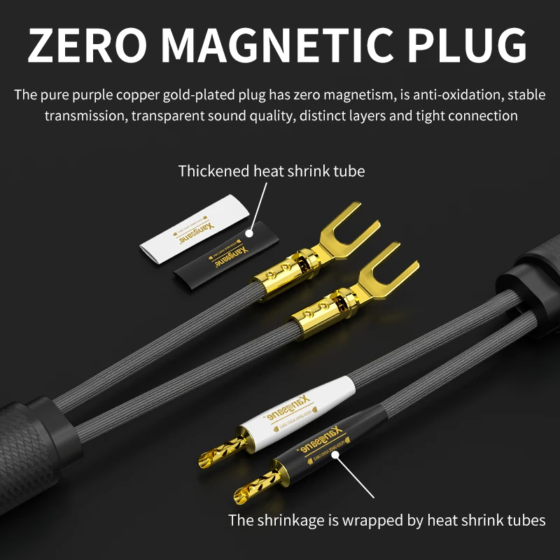 6n single crystal copper speaker wire, professional-grade connection wire for power amplifiers and speakers, non-magnetic plug