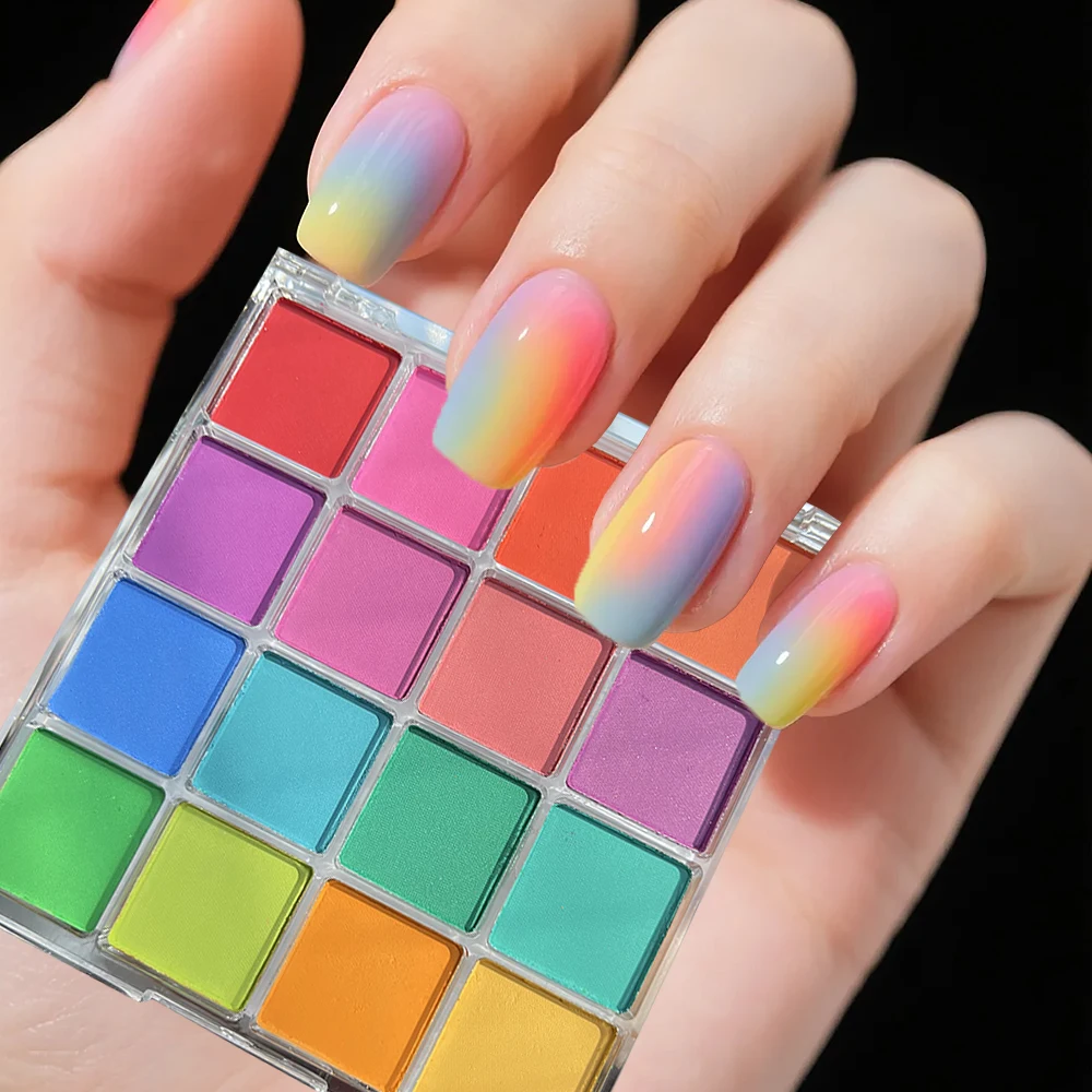 

﻿9/16Colors Gradient Rainbow Rub Powder Solid Eye Shadow Palette Autumn&winter Bright Dyeing Pigment For Body/Nail/Eyes Makeup