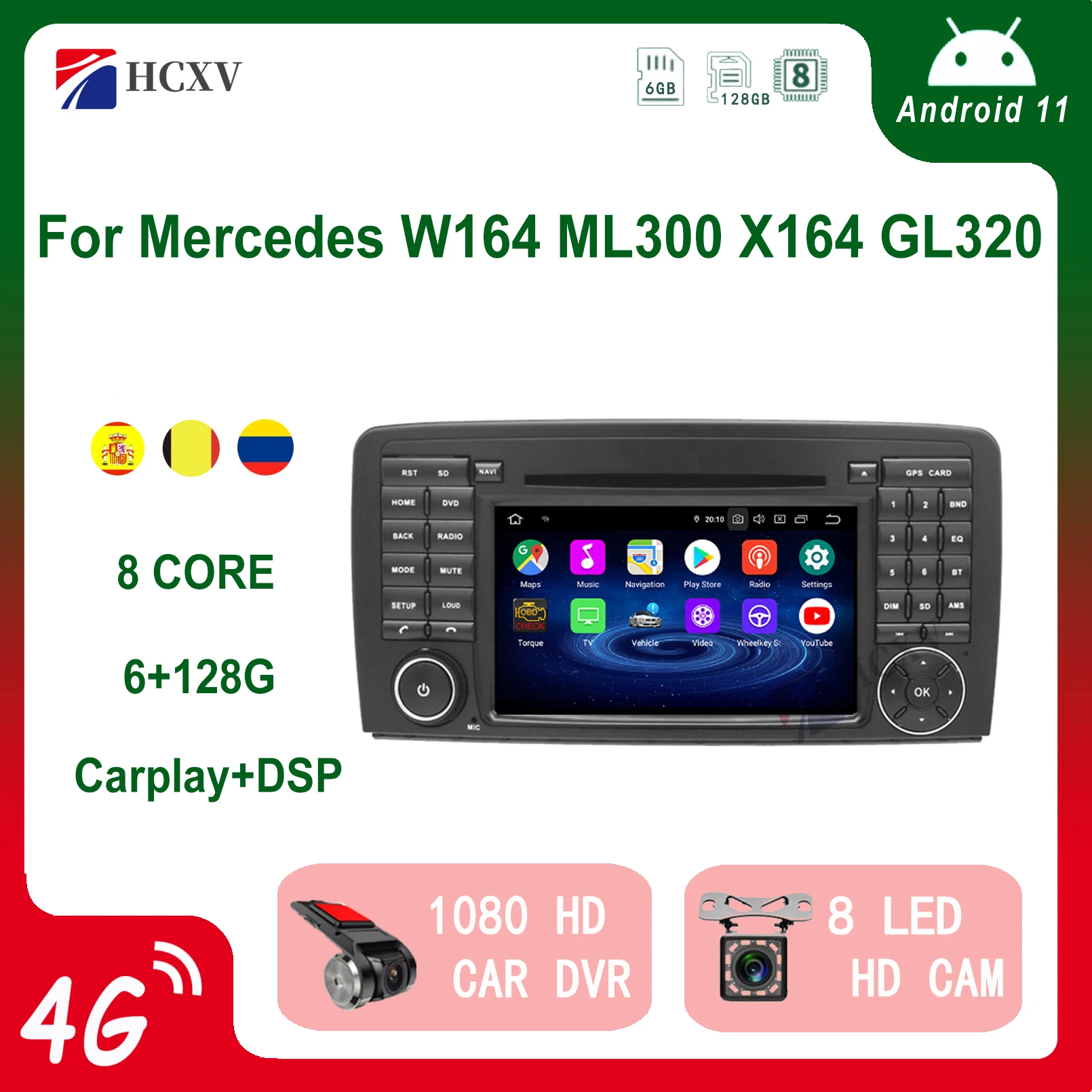 Android 11 2 Din Car Radio Navigation GPS Multimedia video Player For Mercedes Benz W164 ML300 X164 GL320 With Bluetooth stereo