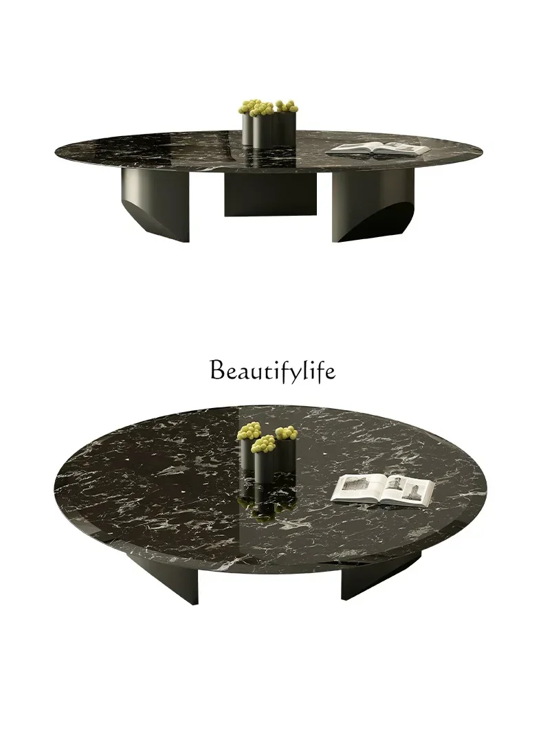 

Pure Natural Luxury Stone Endtable Marble Villa Living Room Light Luxury Suspension Tea Table