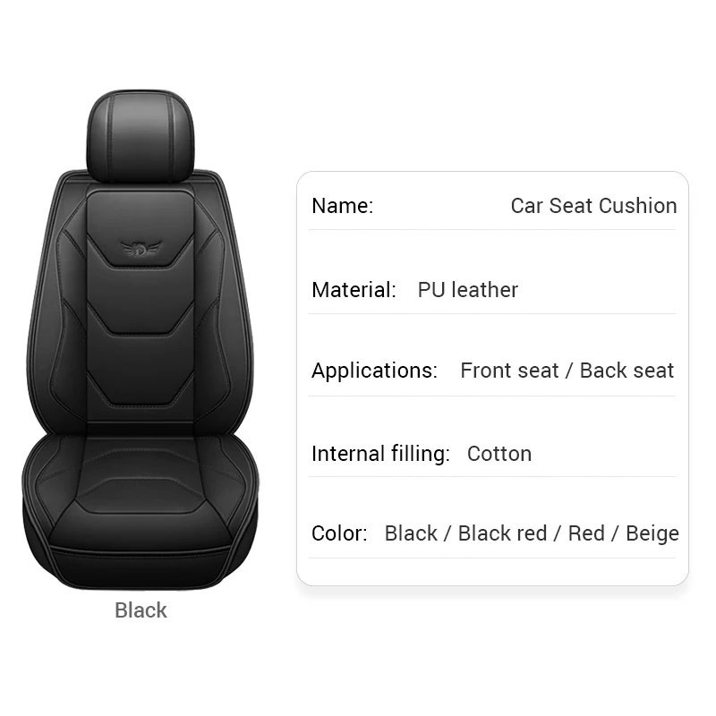 Premium PU Car Seat Cover Vehicle Seat Cushion Full Wrapping Edge Seat Protector Universal for Most Car Models SUV Van Truck