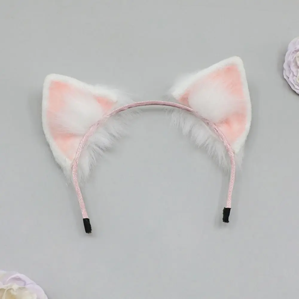 Cat Wolf Ears 20cm Plush Doll Headwear Ear Black White Tails Idol Doll Headwear Cat Ear Cute Soft Headwear for Cotton Doll