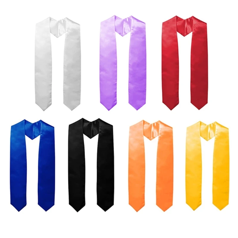 652F Plain Color Graduation Stole Happy Graduation Party Sash Comfortable Graduation Sash for Teens College Photography Use