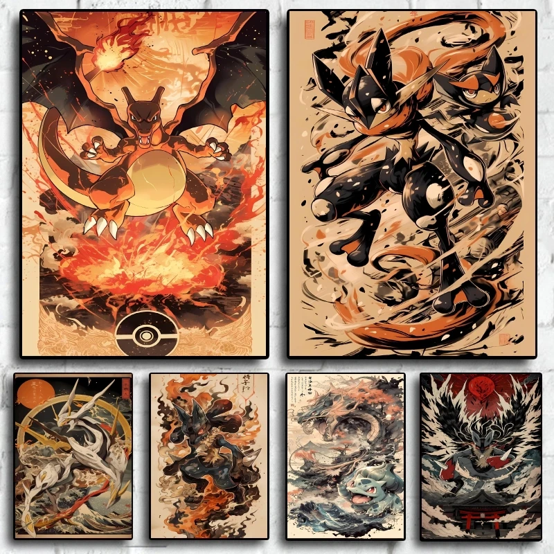 Canvas Painting Pokemon Charizard Cool Character Poster HD Printing Not Fading Modern Home Children's Bedroom Decor Holiday Gift