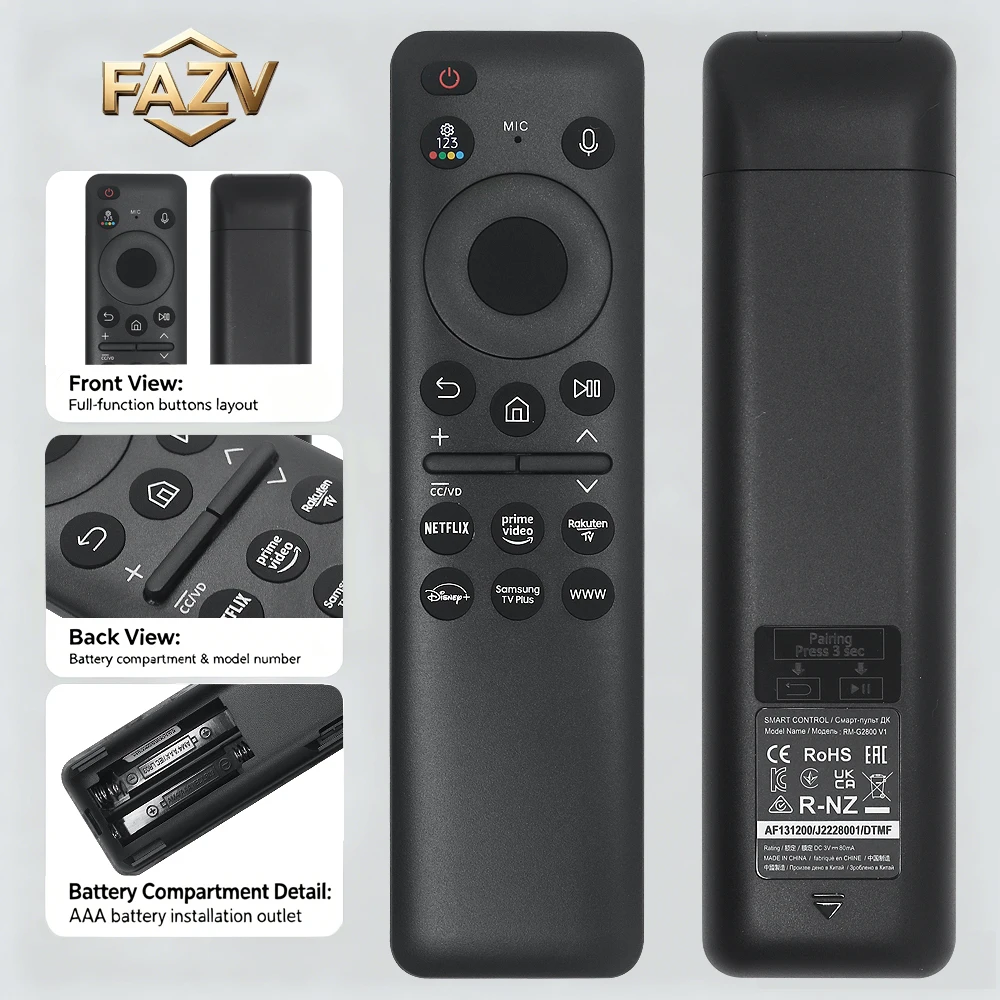 FAZV RM-G2800V1 Remote for Samsung BN59-01432A/E/J BN59-01455A/E 2023-2024 Neo QLED QLED Crystal UHD OLED Smart TV