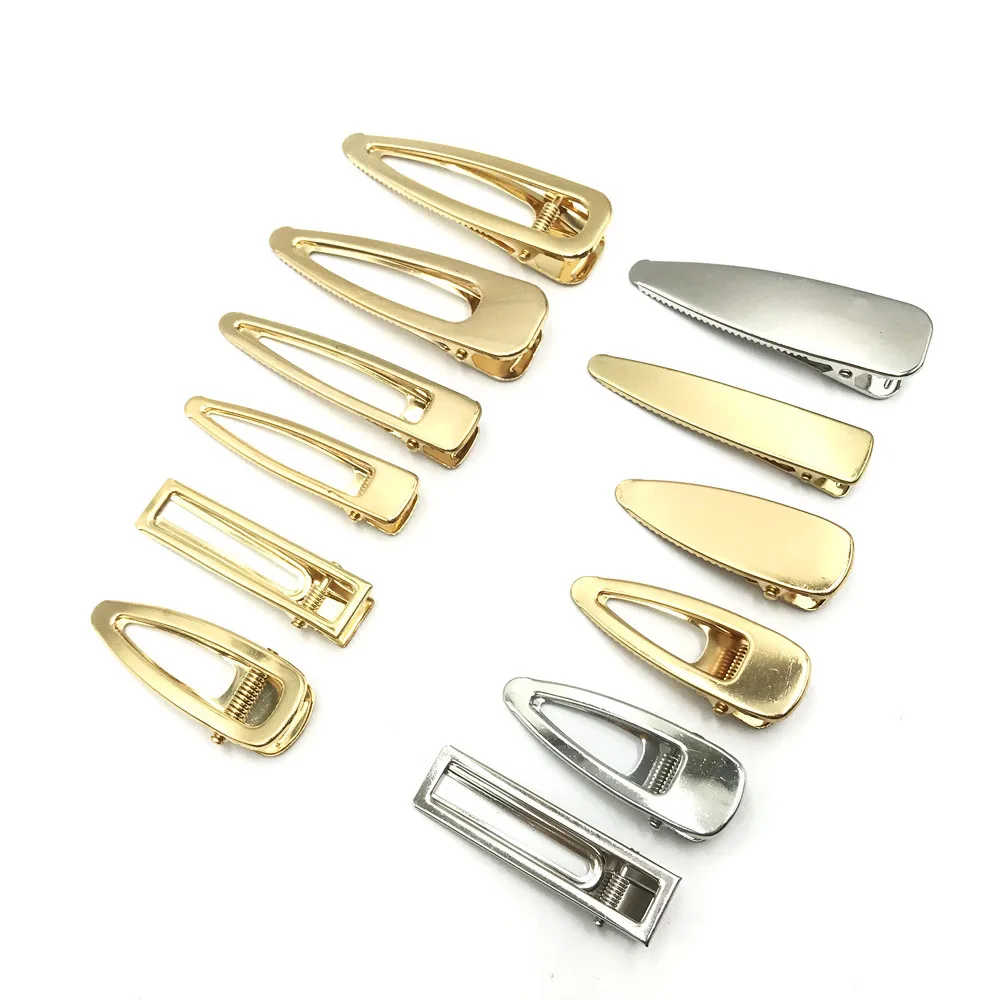 100pcs Flat Hollow Duck Beak Clip  Barrettes Wholesale Gold Prong Aligator Clip Claw Girls Hairpin DIY Crafts Hair Accessories