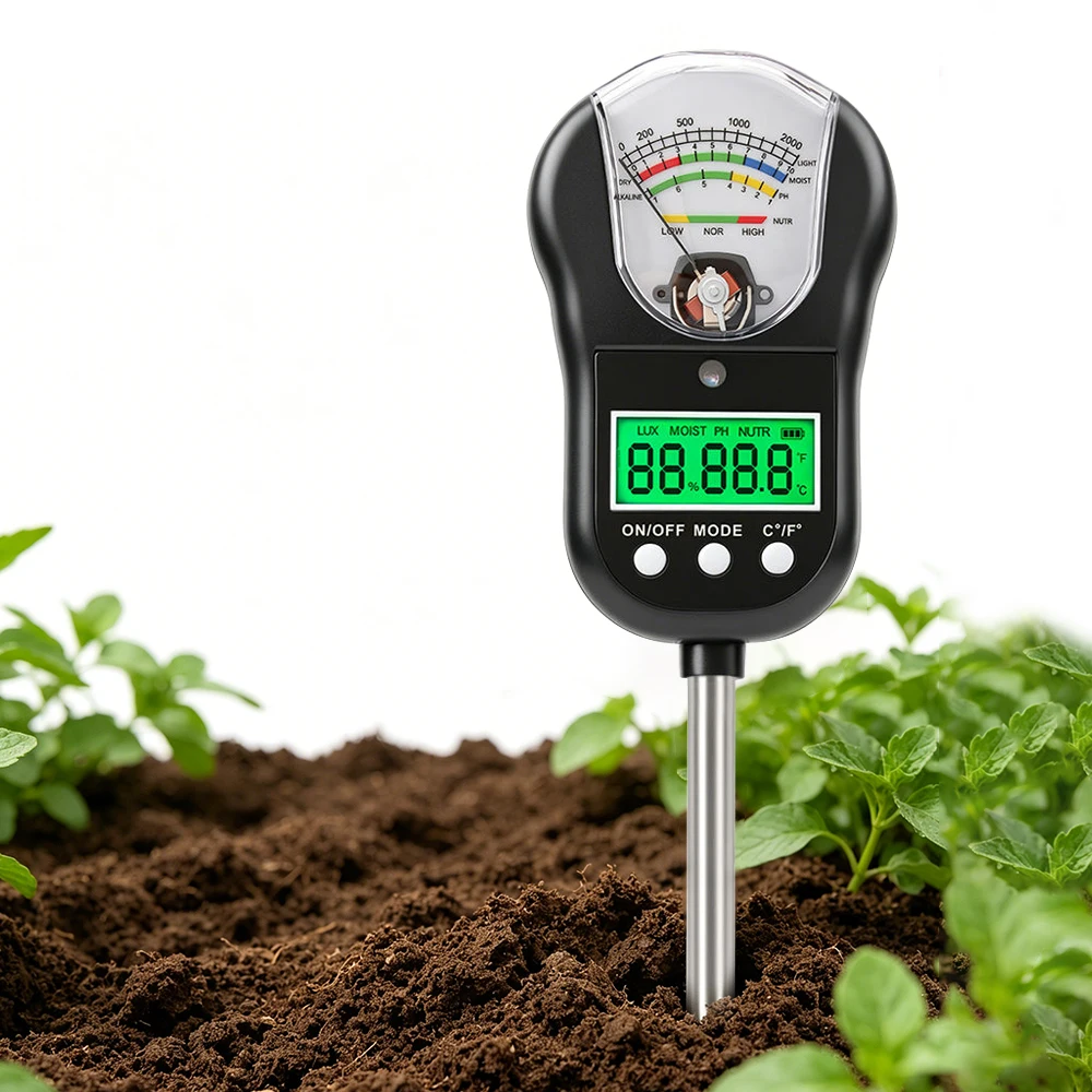 7 in 1 Digital LCD Soil Tester Flower Plants Soil PH Moisture Humidity Temperature Sunlight Fertility Meter Accuracy Soil Detect