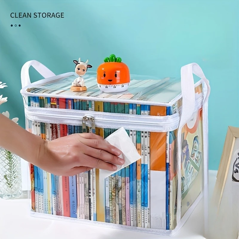 

Large Capacity Foldable PVC Storage Bag, Transparent Travel Organizer with Handle for Clothes Books Toys,Durable Waterproof Tote