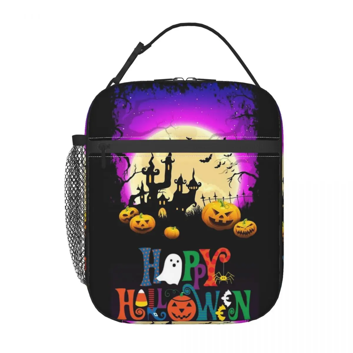 Ghost Pumpkin Halloween Insulated Lunch Bag for Women Kids Portable Food Boxes Thermal Lunch Box Tote