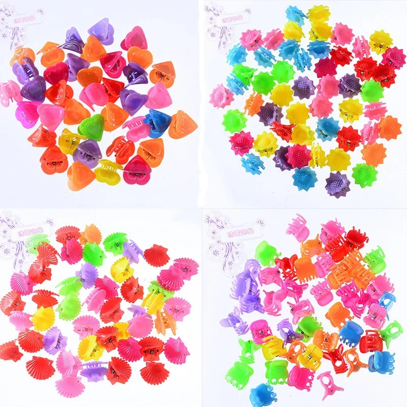 20pcs Children\'s Colorful Updo Mini Grab Clips Hair Accessories Cute Flower Butterfly Broken Hair Clip Girls\' Braided Hairpins