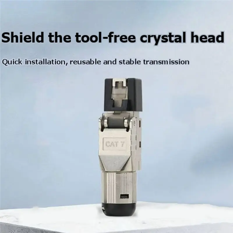 PORK-Shielded RJ45 Cat 7 Connector 8PCS 2000Mhz Toolless Modular Termination Plug 40G LAN Cable For 22AWG-24AWG