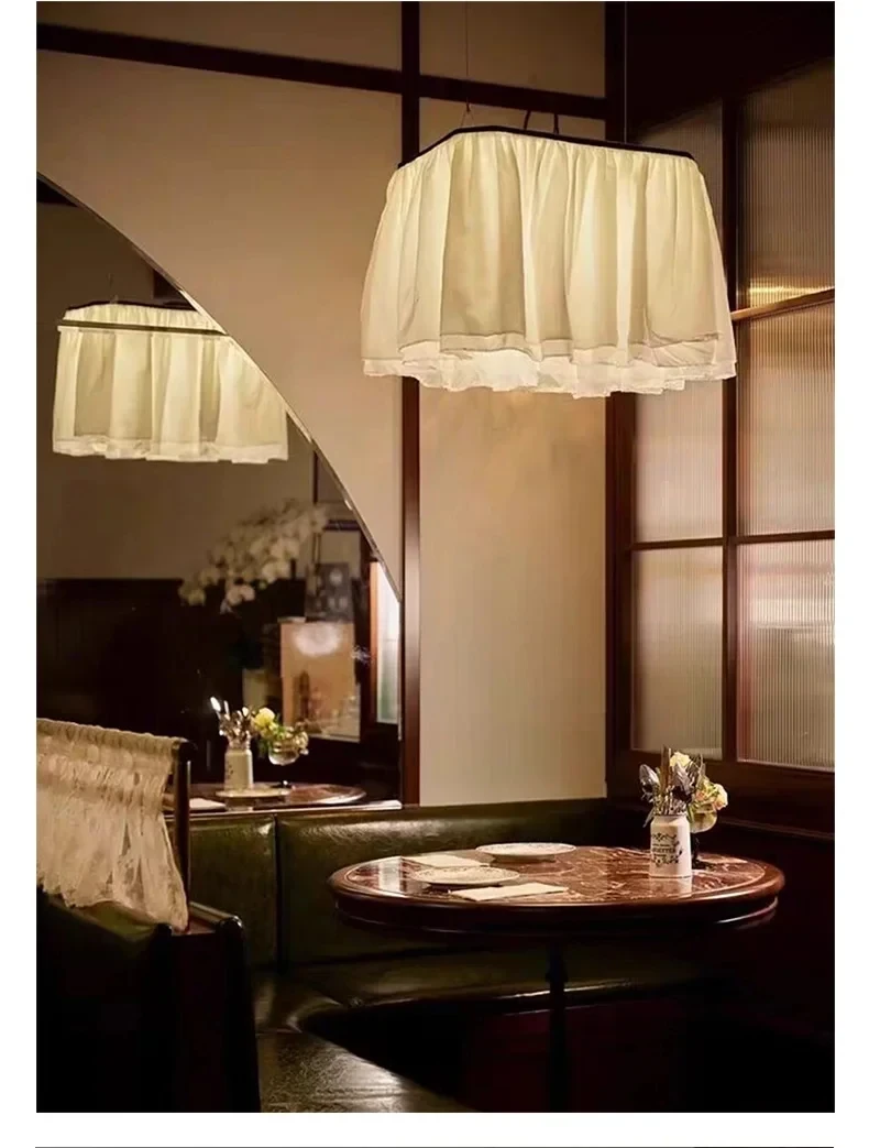

Modern white fabric pendant light suitable for living room, dining room, bedroom, homestay, home decoration, indoor lighting fix