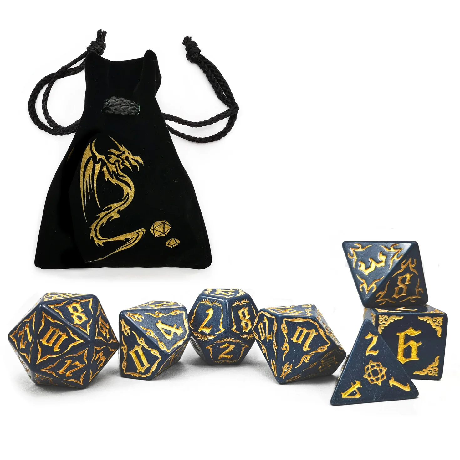 Bescon Giant Fire-Patterned DND Dice Set 1 Inch (25MM) , Oversized D&D Dice Set for Dungeons and Dragons Role Playing Games