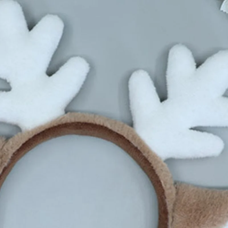 

Обруч для волос с мультяшными оленьими ушками, плюшевая повязка на голову с рогами, маленький обруч с рогами, аксессуары для волос, рождественская повязка для волос, милый головной убор