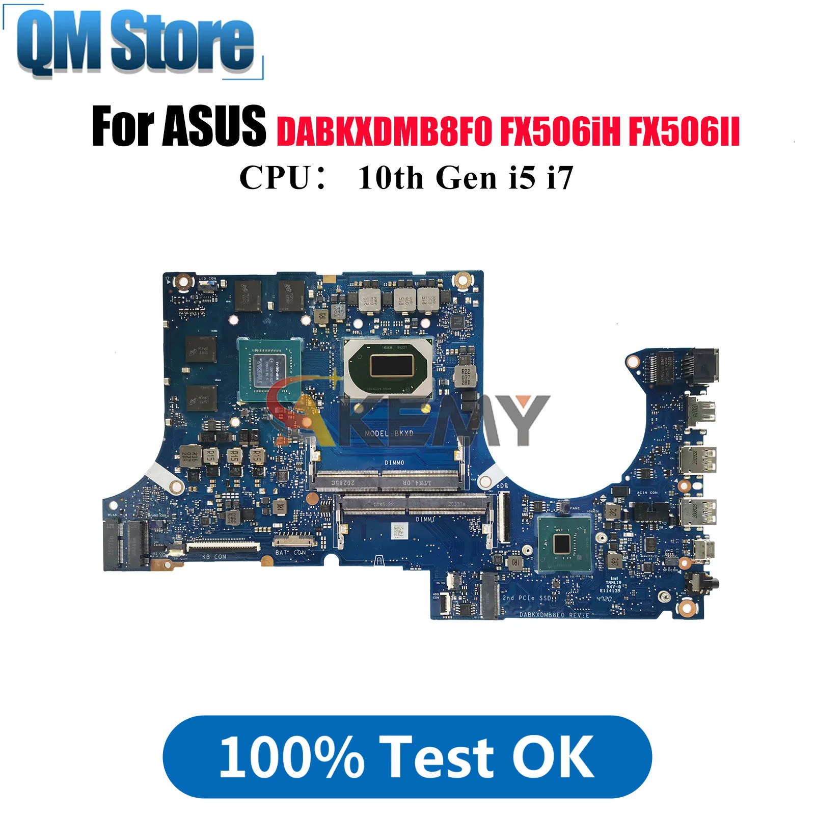 

DABKXDMB8F0 Laptop Motherboard For ASUS TUF Gaming FX506iH FX506IC FX506II FA506I Mainboard W/ 10th Gen i5 i7 tests OK fast ship