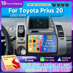 Android 16 wifi+4G Carplay Car Radio For Toyota Prius 20 2002 - 2009 Navigation GPS Video Player Stereo Multimedia DVD DSP 8core