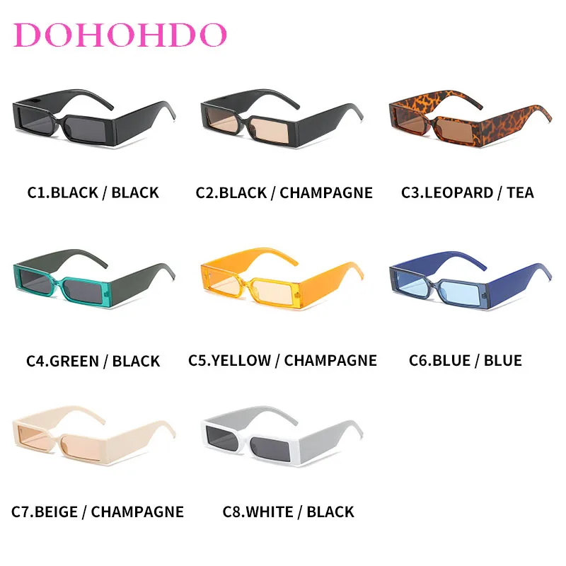DOHOHDO 2025 إطار صغير مستطيل نظارات الموضة النساء الرجعية العصرية نظارات شمسية شخصية نظارات باردة UV400 Gafas دي سول
