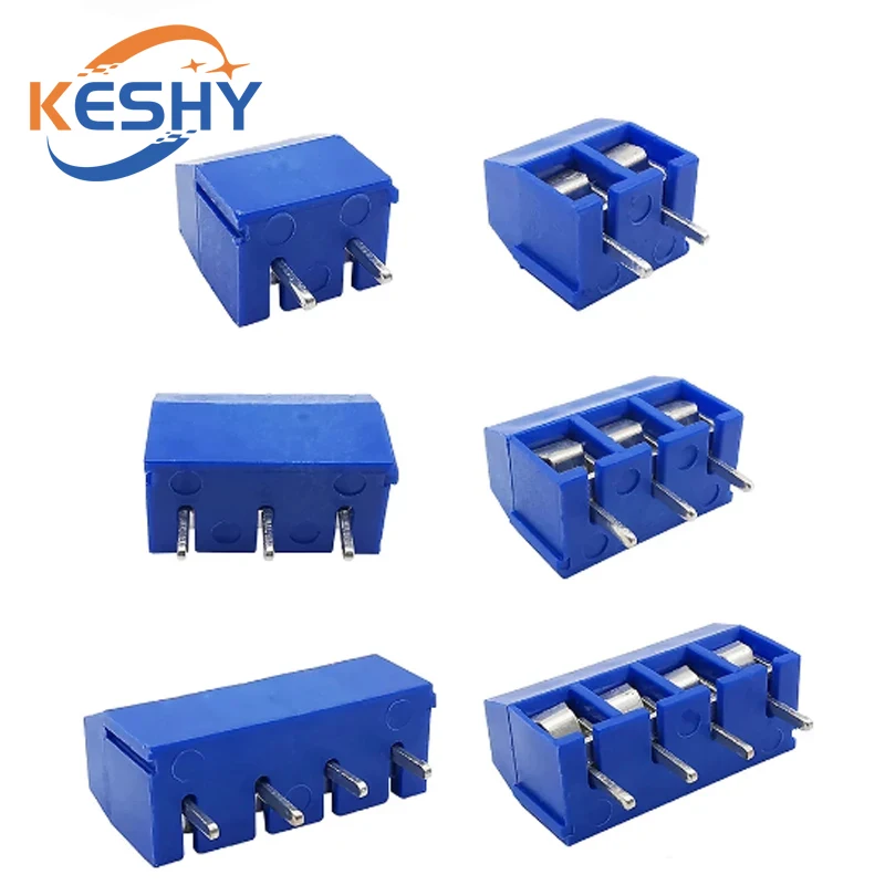 10pcs KF301 2P 3P 4P Blue KF301-5.0 KF301 Screw 5.0mm Straight Pin PCB Screw Terminal Block Connector Splicing Cable Connector