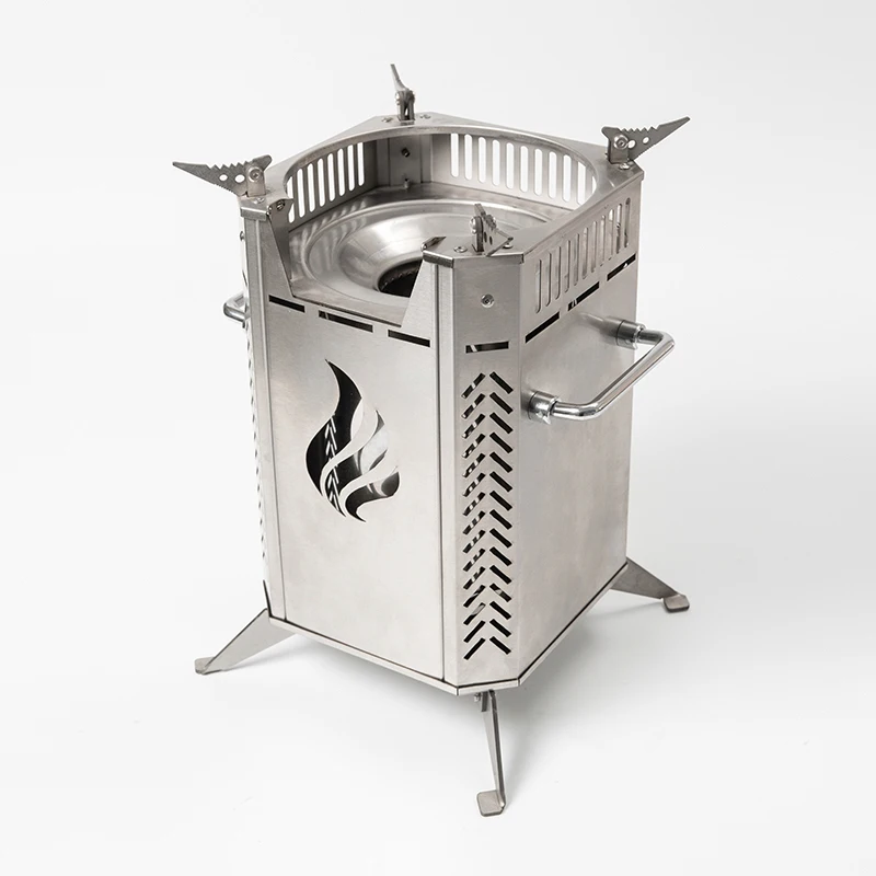 Custom Multifunctional Portable Wood Fire Camping Stove Outdoor Picnic Charcoal Stove by Sheet Metal Fabrication