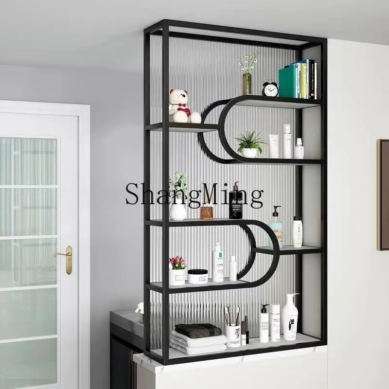 

FG bathroom modern half wall Changhong glass partition wrought iron rack washing living room stainless steel screen entrance