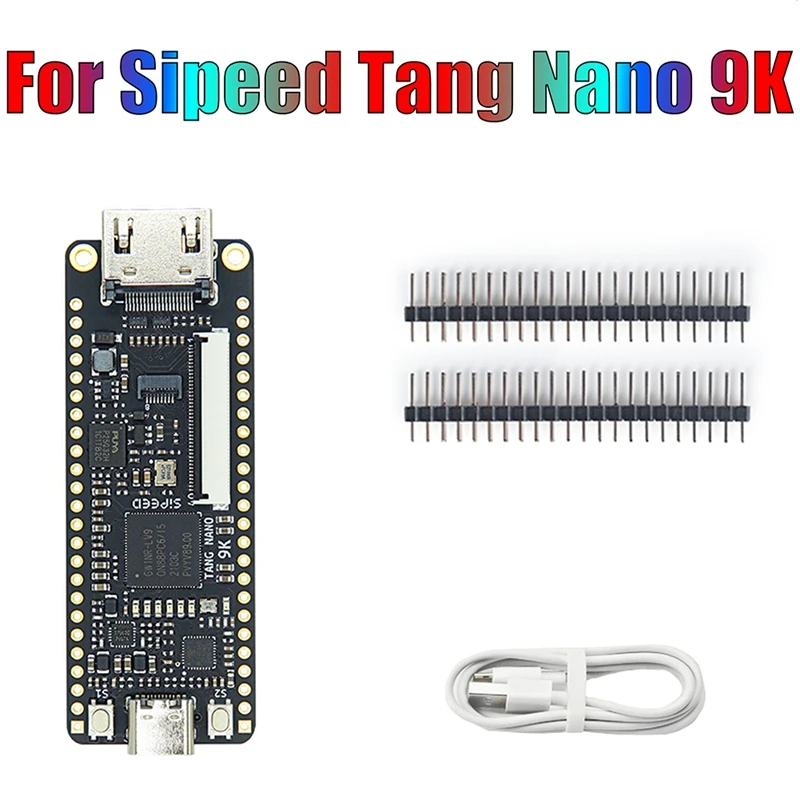 placa de desenvolvimento gw1nr 9 hd com cabo tipo c fit tang nano 9k fpga gowin risc v 01