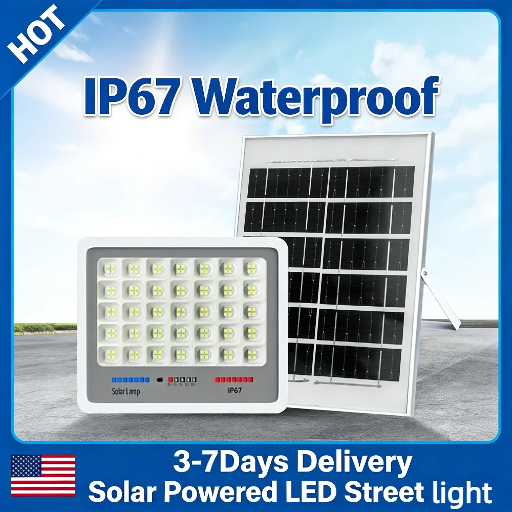 

LED Solar Flood Light IP67 Waterproof Auto-On Multi Modes Remote Control Monocrystalline Solar Panel for Garden Courtyard Outdoo