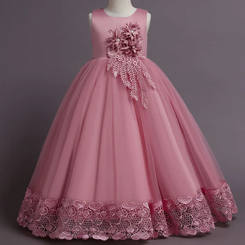 Flower Girls Party Wedding Dress Children Kids Elegant Ball Gown Clothes Princess Party Dresses for 4-14years Teenager Wear