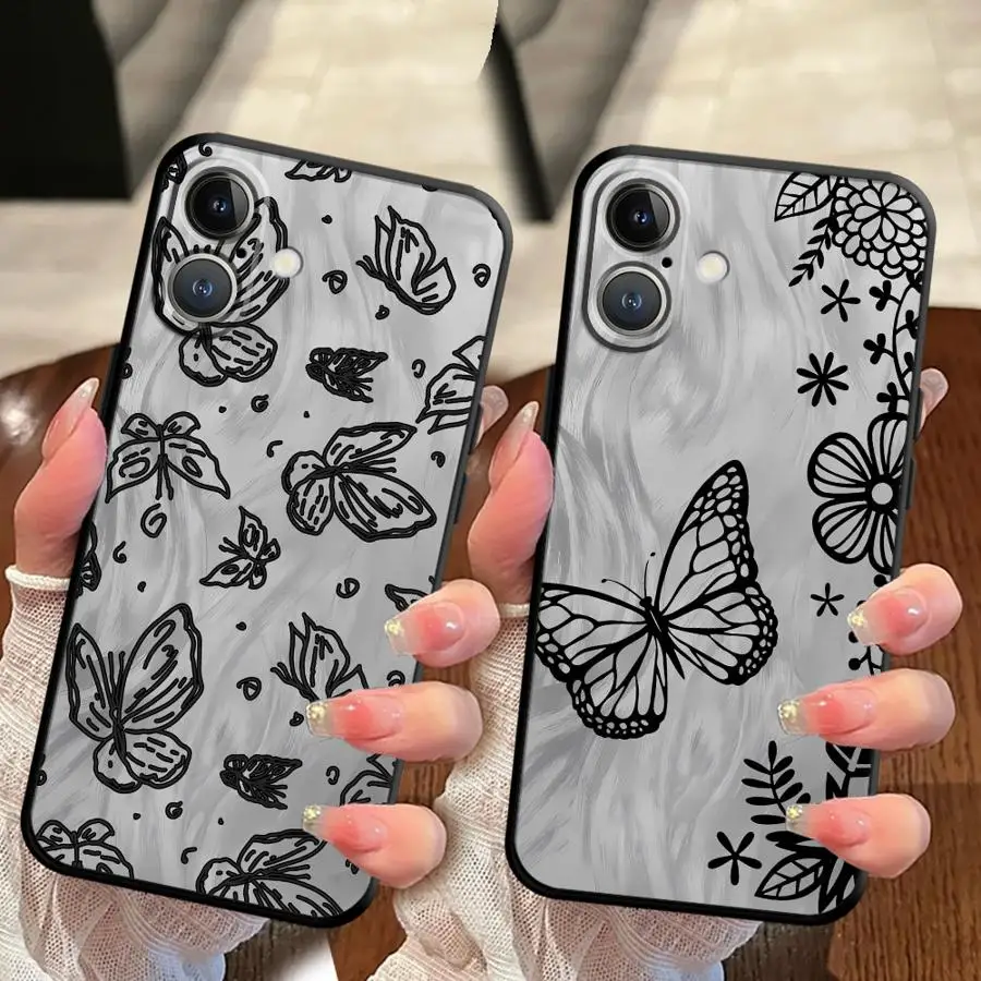 حافظة لهاتف آيفون X XS XR 11 17Air 13 Mini 15 Plus 12 14 SE 7 8 17 16 Pro Max فراشة جميلة #1