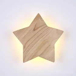 Hartisan Wooden Star LED Wall Lamp Lovely Background Wall Decoration Light Bedroom Study Bedside Corridor Lighting