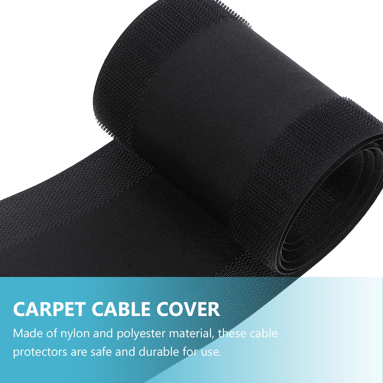 2Pcs Carpet Cable Cover Flexible Floor Cord Protective Cover with Hook Loop Fastener Cut to Size Cord Grips for Industrial Home