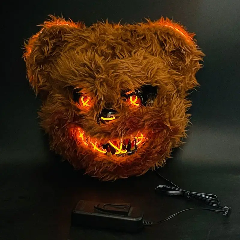 New Halloween Horror Costume Props Glowing Animals Rabbit And Bear Masks Cyberpunk Cool Masks Cosplay Props Party Decorations