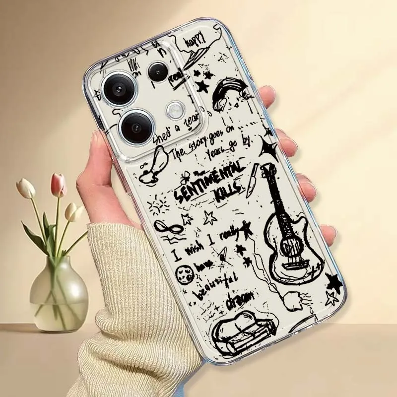 

Cartoon Anime Guitar Phone Case For Xiaomi Mi Poco M8 M6 F2 F3 F4 F5 F6 X5 X6 X7 Pro Protection Transparent