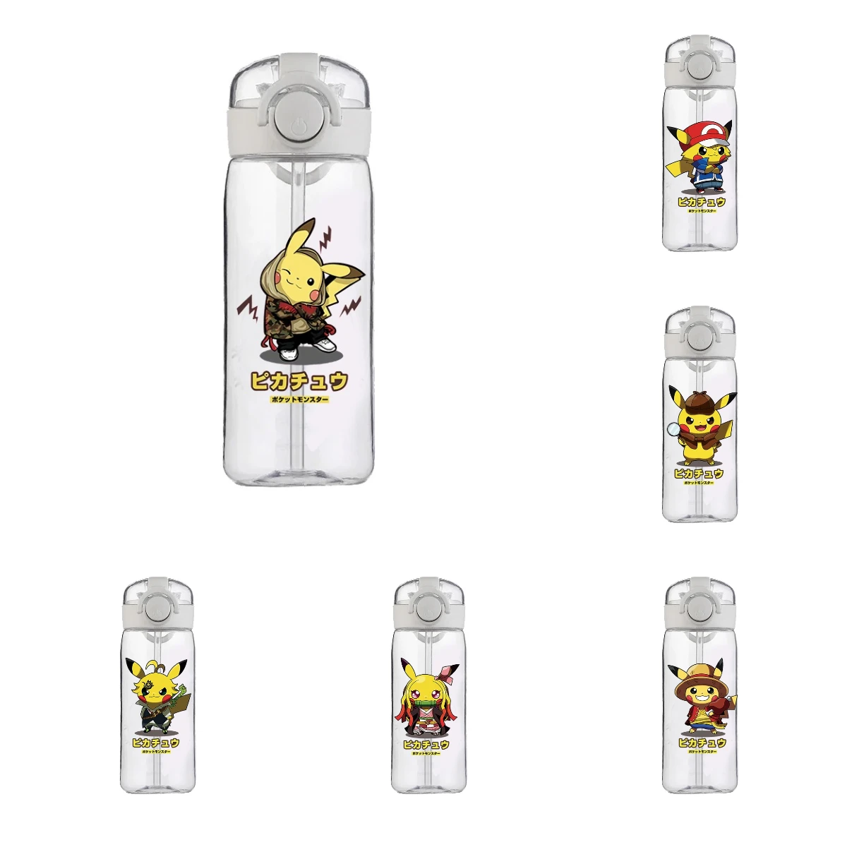 

Pokemon Pikachu Water Cup Children Good-looking Cartoon Sports Plastic Cup with Straw Male Student Water Cup Drop-Proof Portable