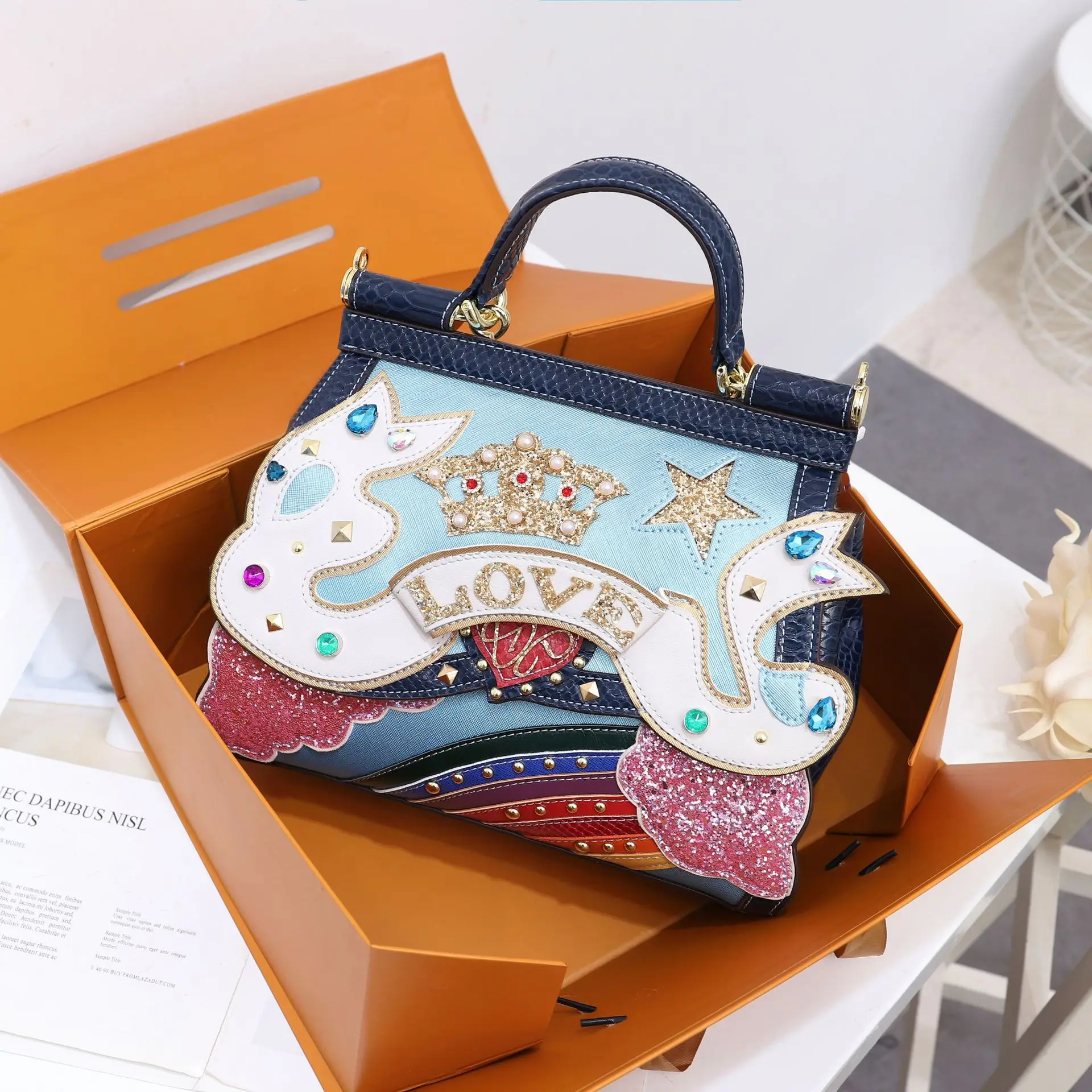 2023 Europe and America Classic Frame Women Bag Appliques Serpentine PU Shoulder Bag New Crossbody Bags for Women Bolsa Feminina