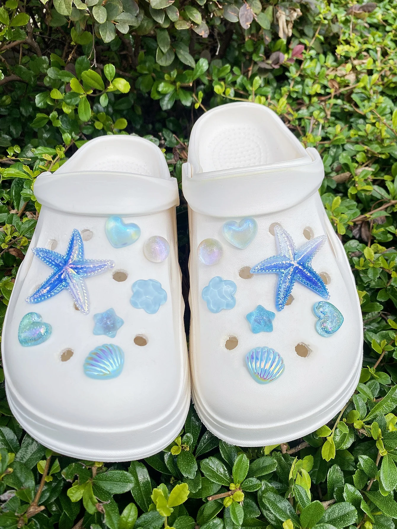 14 DIY blue shell, heart and star shoe buckle decorations, multi-functional shoe clip accessories for women's sandals, slippers image 5
