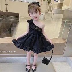 Girl Dress Off Shoulder Princess Baby Dresses Classic Black Birthday Dress Toddlers Baby Summer Clothes Kids Girls Clothes