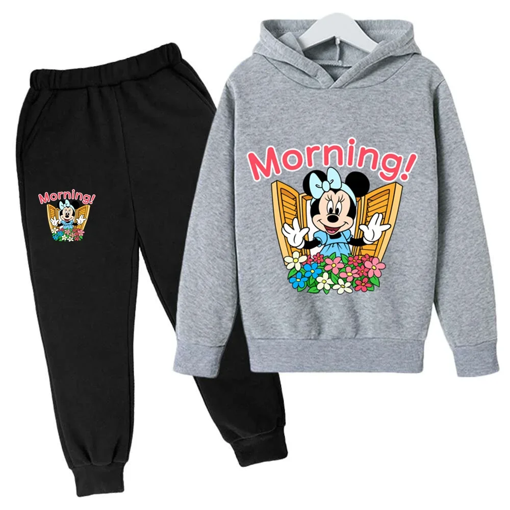 New 2024 Disney Mickey Mouse Kids Clothes Top+Pants 2 Piece Set Clothing Girls Boy Gift Tracksuit Children Baby Sets Clothes