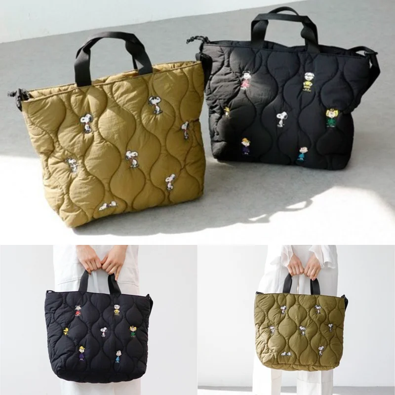 سنوبي حقيبة كتف المرأة موضة سعة كبيرة مطرزة حقائب كروسبودي عادية السفر كيس التخزين أنثى حمل حقيبة تسوق