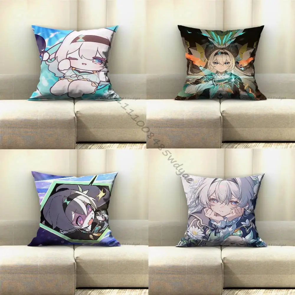 

H-Honkai Star R-Rail F-Firefly Pillow Case Pillow Case Living Room Sofa Cushion Cover Suitable For Home Bedroom Room Decoration