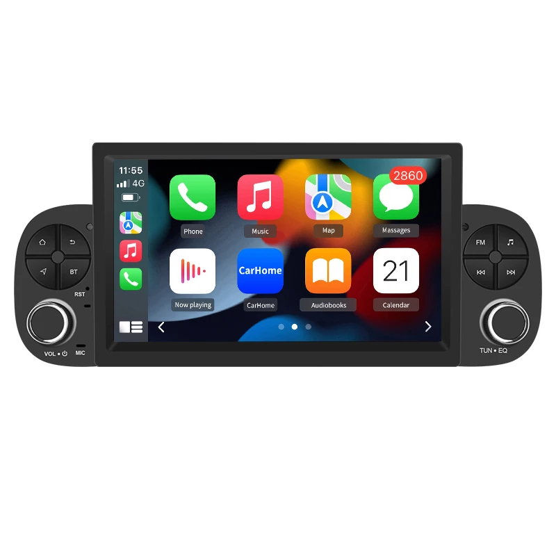 Junsun 7-Zoll Kabelloses CarPlay Android Auto Autoradio für Fiat Panda 2013 2014 2015-2020 Multimedia Kabelloses Apple CarPlay Intelligente Systeme IPS Touchscreen Stereo-Videoplayer 2 Din Autoradio