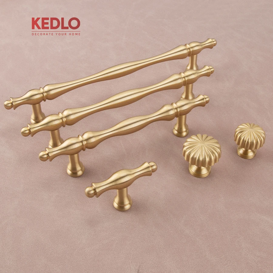 KEDLO, europäischer Stil, eleganter, massiver Messinggriff für Küchenschubladen, gebürstetes Messing. – Detail 14