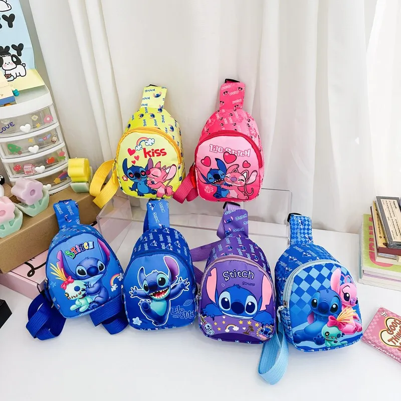 New Stitch cartoon children's bags fashion casual messenger bag new tide take coin purse boy chest bag Holiday gift  wholesale