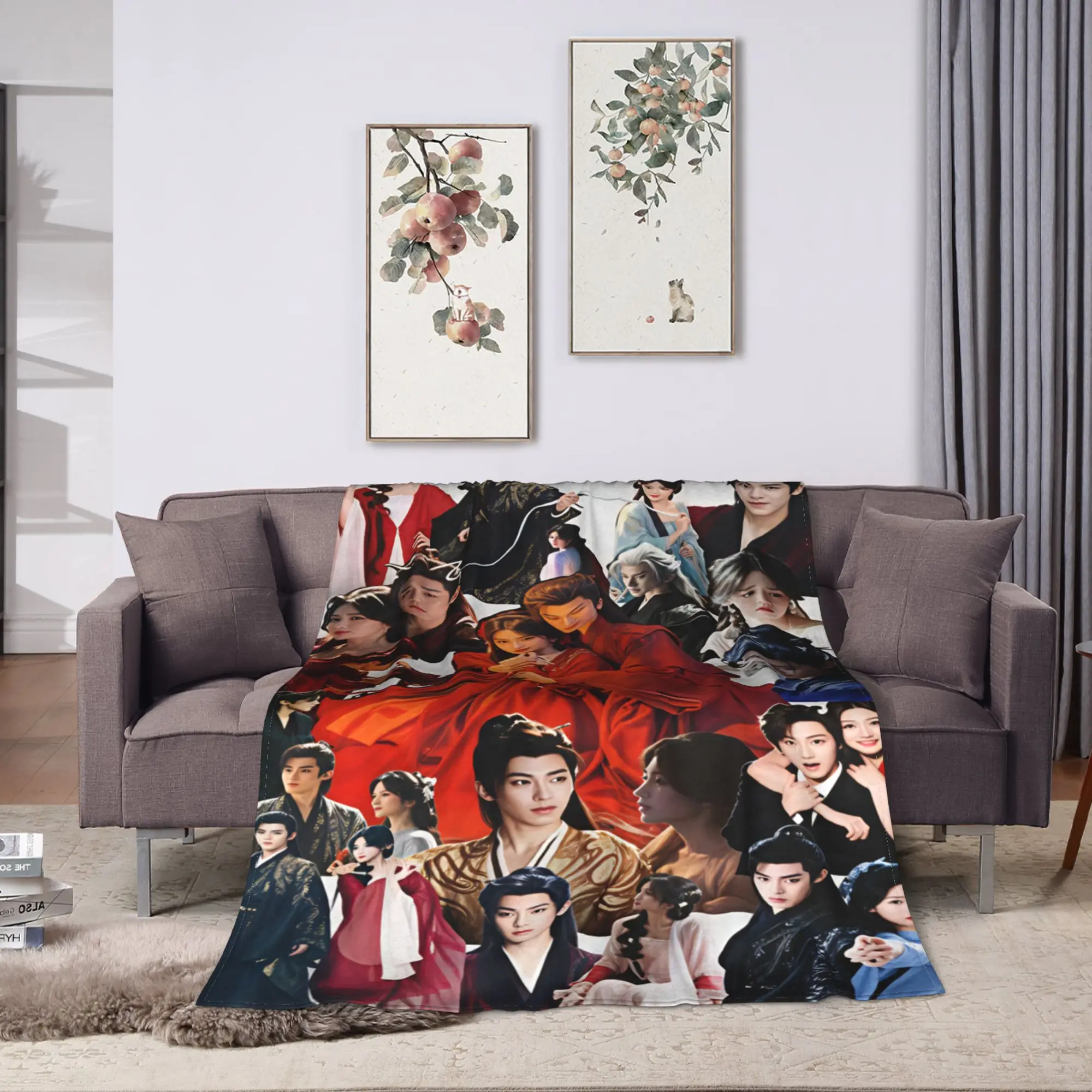 Drama Love In The Clouds Warm Soft Blanket  Decorative Plush Throw Blanket Aesthetic Home Decor Flannel Bedspread Sofa Bed Cover