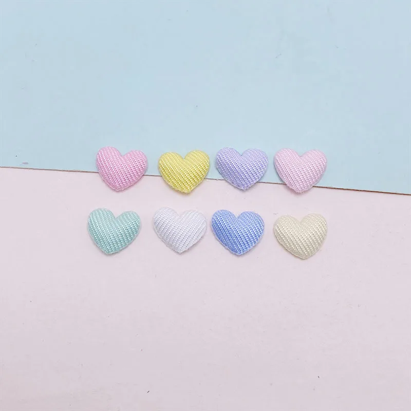 100Pcs 1CM Padded Small Heart Appliques For Children Hat Sewing DIY Hair Clip Accessories Cloth Patches