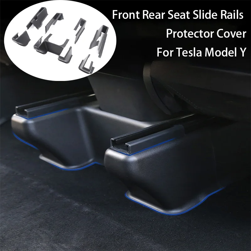 Front Rear Seat Slide Rails Protector Cover for Tesla Model Y Upgrade Under Seat Corner Guard Protection Shell  Anti-Kick 7pcs